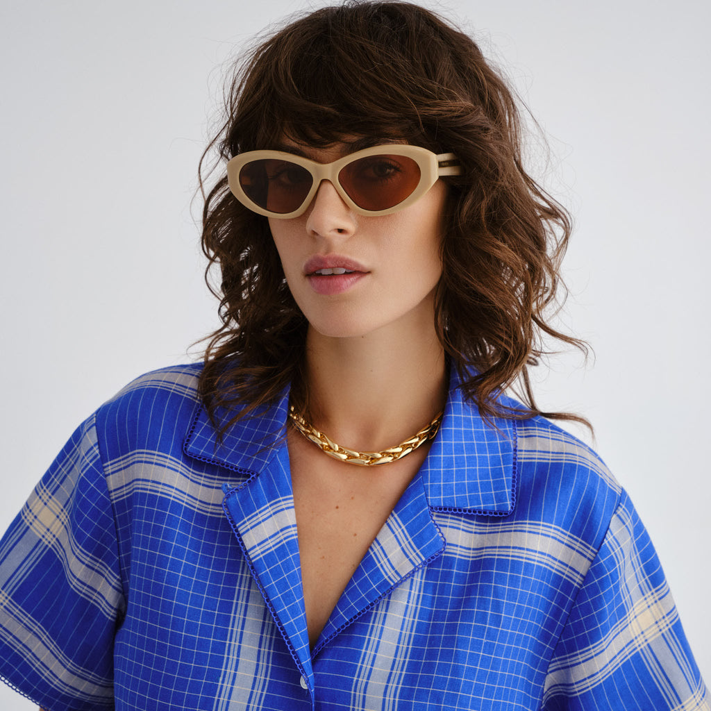 Oroton Remy Oatmeal Female Cat-Eye Sunglasses | Eyewear Index