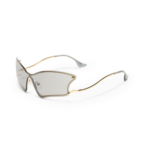 Le Specs Nymph Gold Female Wrap Sunglasses | Eyewear Index