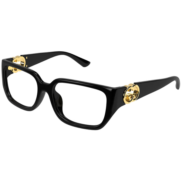 Gucci ブラック スクエアフレーム メガネ Gucci Gg1694oa Black Female Rectangle Optical Frames | Eyewear Index