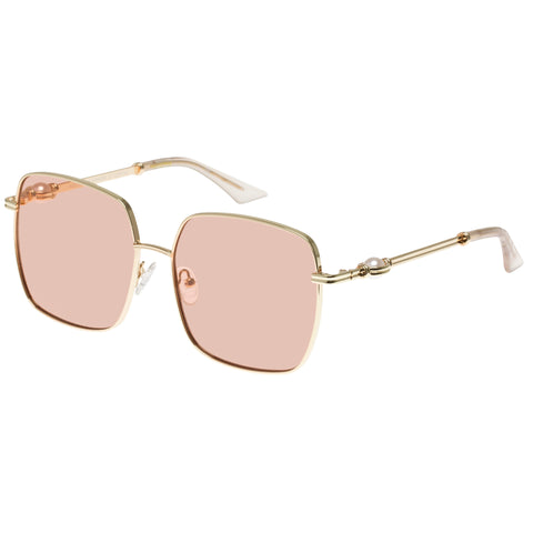 Le Specs Aquarius Sphere Bright Gold Pearl Female Square Sunglasses | Eyewear Index