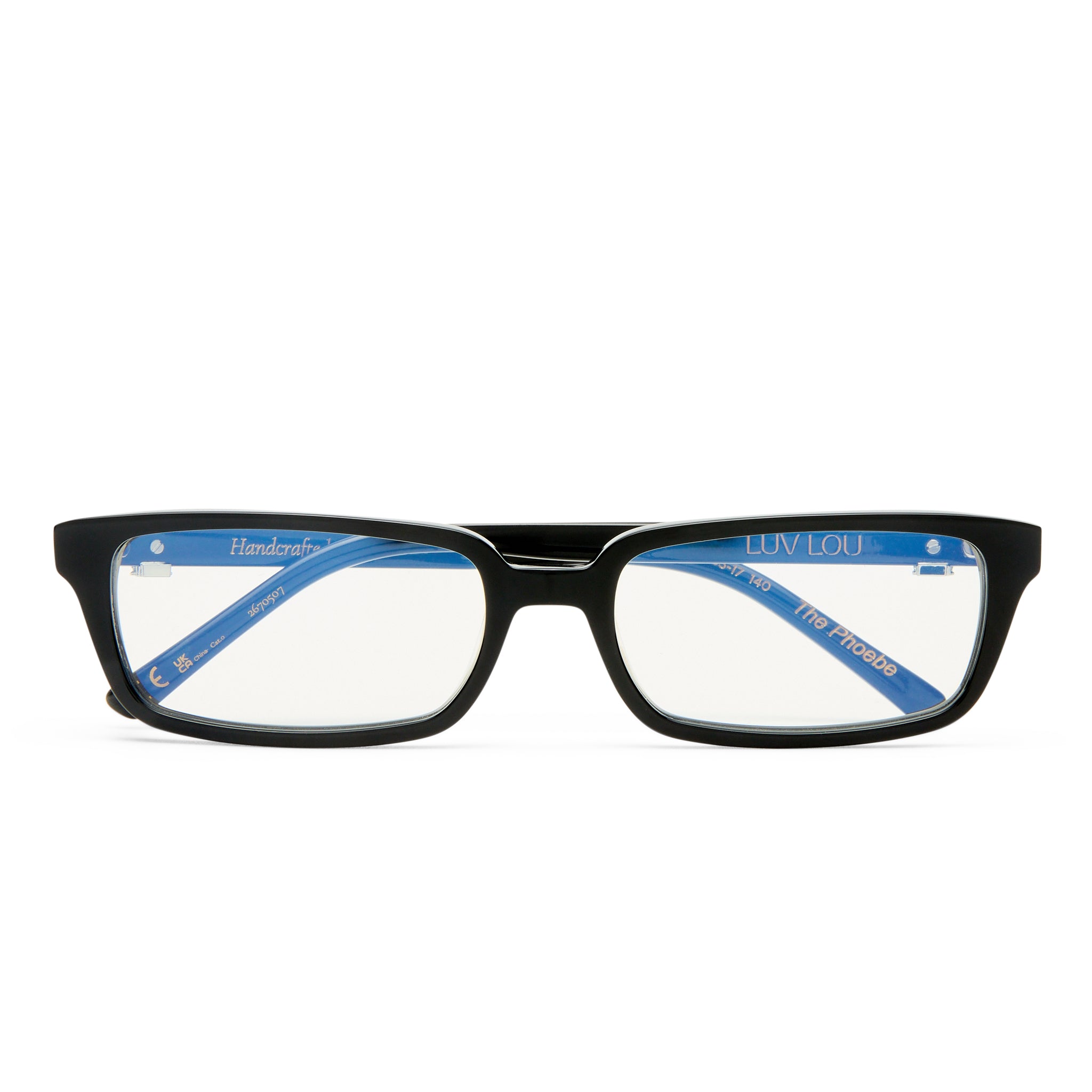 Luv Lou The Phoebe Luxe Black Female Rectangle Blue Light | Eyewear Index