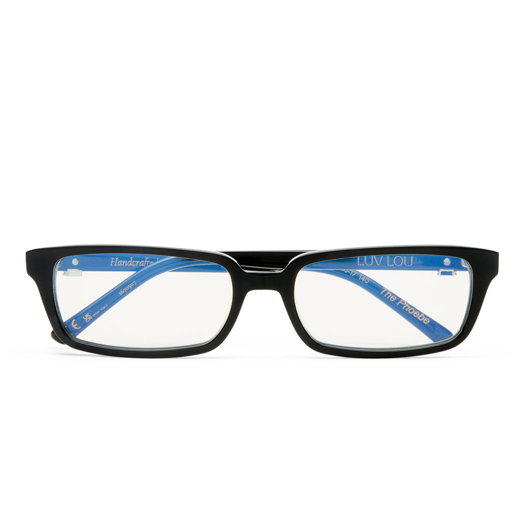 Luv Lou The Phoebe Luxe Black Female Rectangle Blue Light | Eyewear Index
