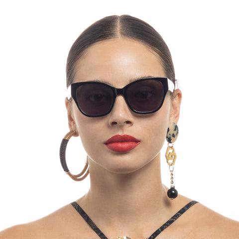 Camilla The Countess Black Leopard Female D-Frame Sunglasses | Eyewear Index