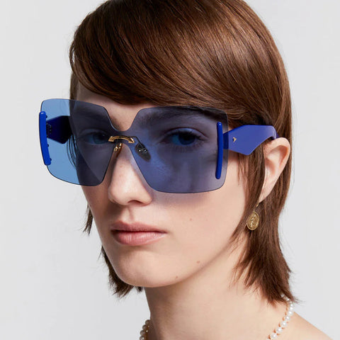 Karen Walker Tour Du Jour Indigo Female Mask Sunglasses | Eyewear Index