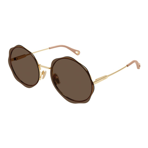 Chloe Ch0202s Gold Female Round Sunglasses | Eyewear Index