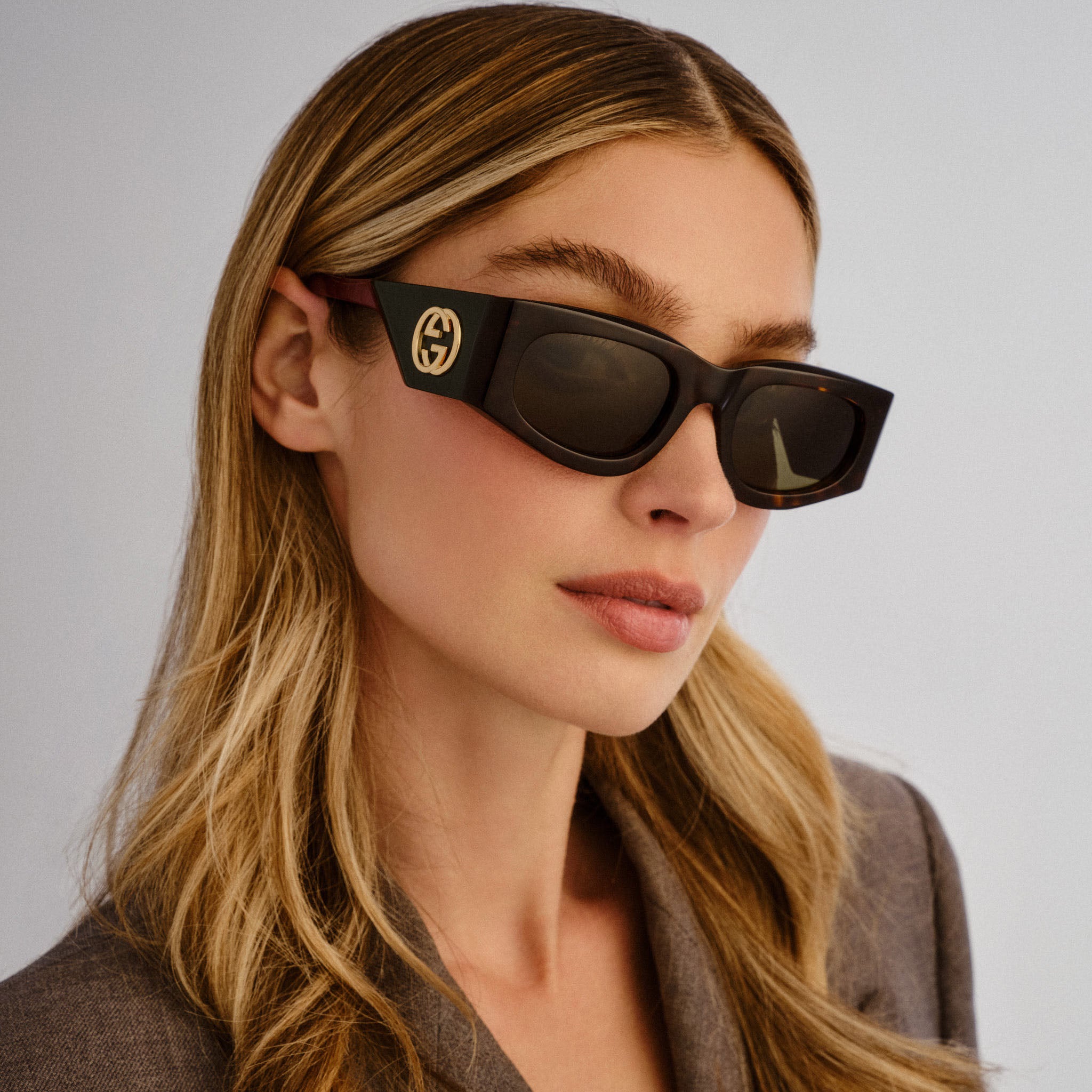 Gucci Gg1664s Havana Female Rectangle Sunglasses | Eyewear Index