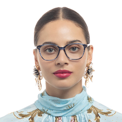 Camilla Far Far Away Navy Navy Chevron Female D-Frame Optical Frames | Eyewear Index