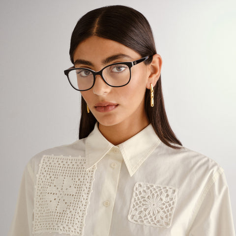 Oroton Inaya Black White Female D-Frame Optical Frames | Eyewear Index