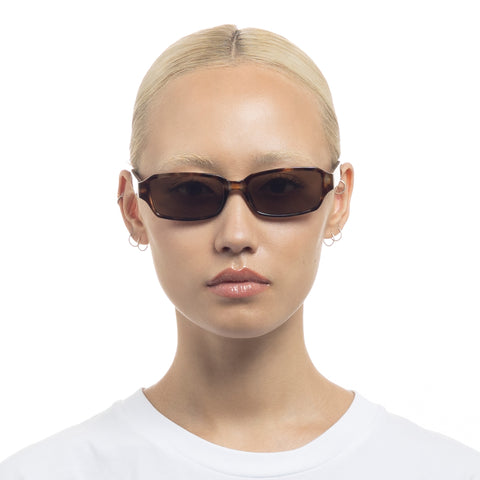 Aire Crater Dark Tort Gold Uni-Sex Rectangle Sunglasses | Eyewear Index