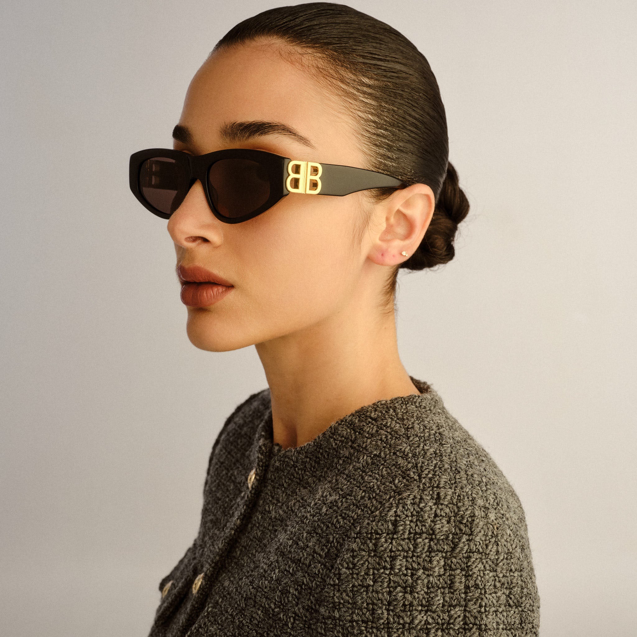 Balenciaga Bb0095s Black Female Cat-Eye Sunglasses | Eyewear Index