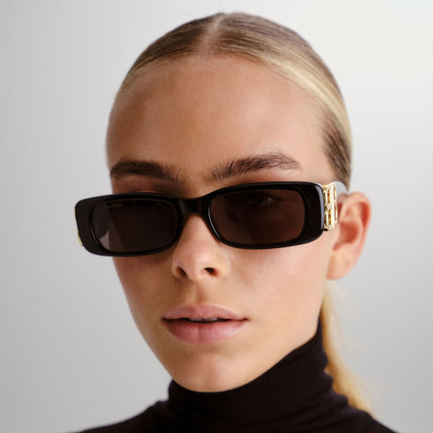 Balenciaga Bb0096s Black Female Rectangle Sunglasses | Eyewear Index