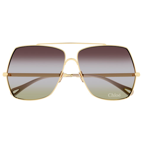 Chloe Ch0278s Gold Female Rectangle Sunglasses | Eyewear Index