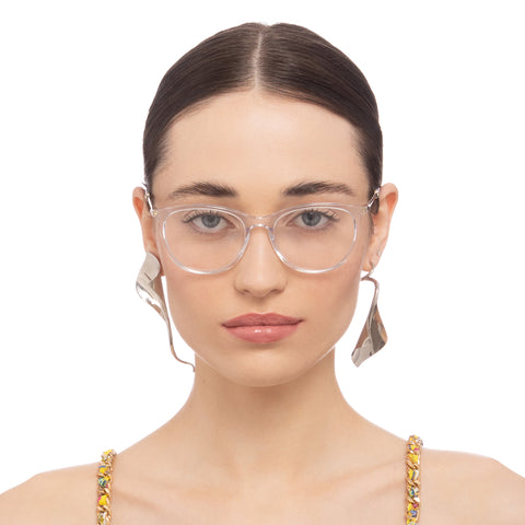 Camilla Sunset Picnics Clear Positano Print Female Round Optical Frames | Eyewear Index