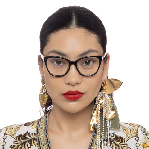 Camilla In An Island World Black Putty Female Cat-Eye Optical Frames | Eyewear Index