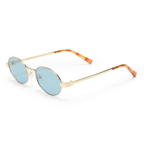 Le Specs Poseidon Deux Gold Uni-Sex Oval Sunglasses | Eyewear Index