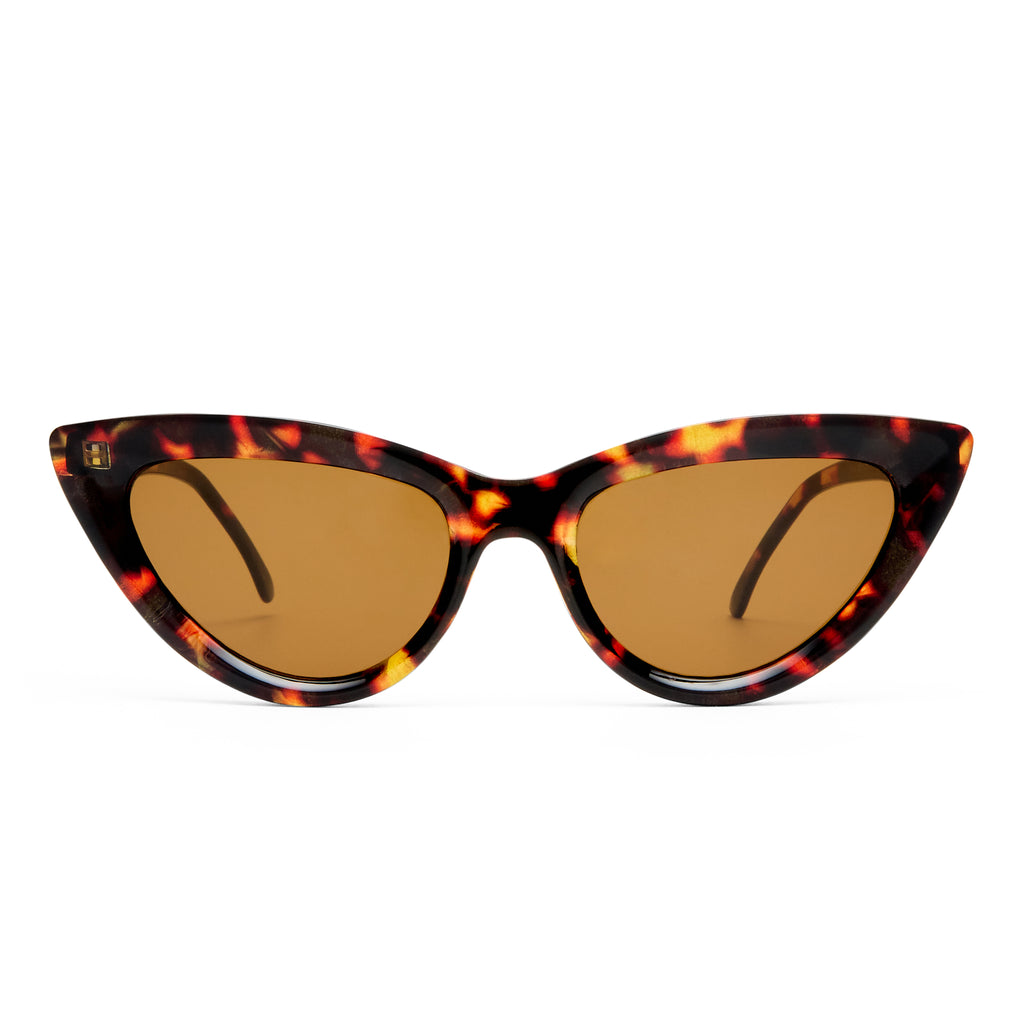 Aire Realm Amber Tort Female Cat-Eye Sunglasses | Eyewear Index