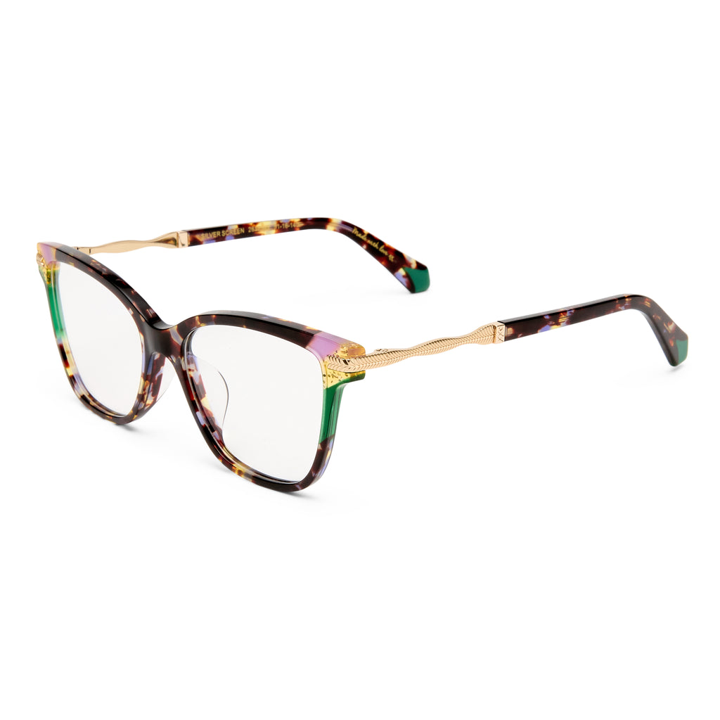 Camilla Silver Screen Purple Tort Female Cat-Eye Optical Frames | Eyewear Index