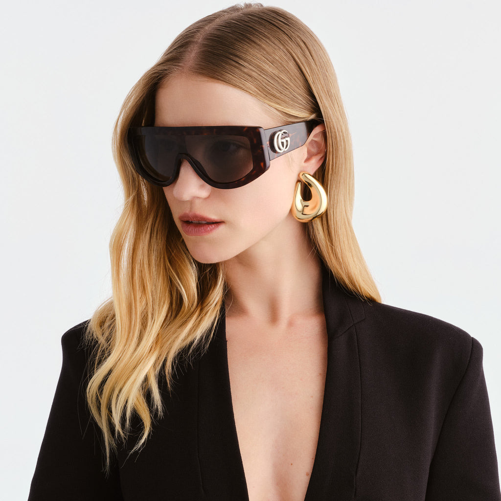 Gucci Gg1950s Havana Female Mask Sunglasses | Eyewear Index