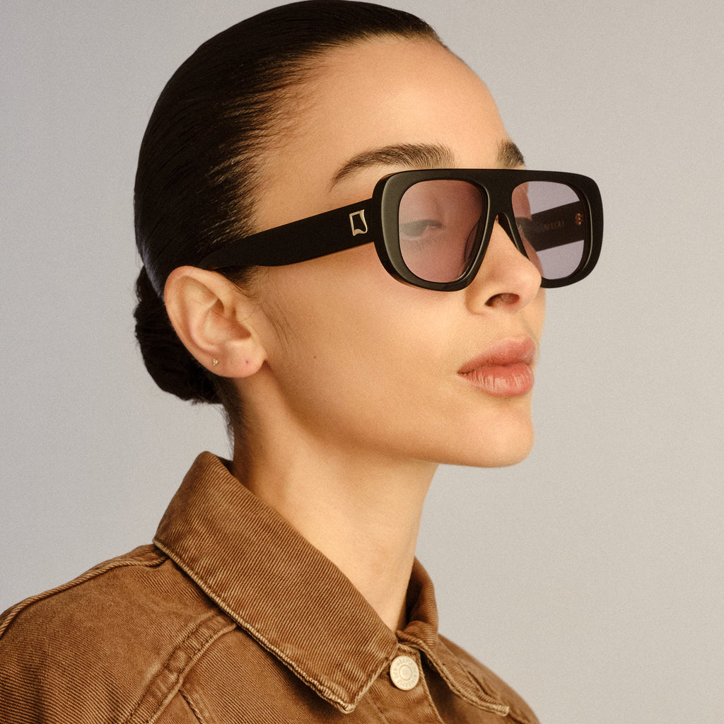 Luv Lou The Dionne Black Female Aviator Sunglasses | Eyewear Index