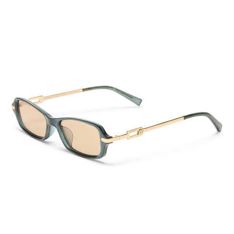 Le Specs Bamboozler Dark Teal Uni-Sex Rectangle Sunglasses | Eyewear Index