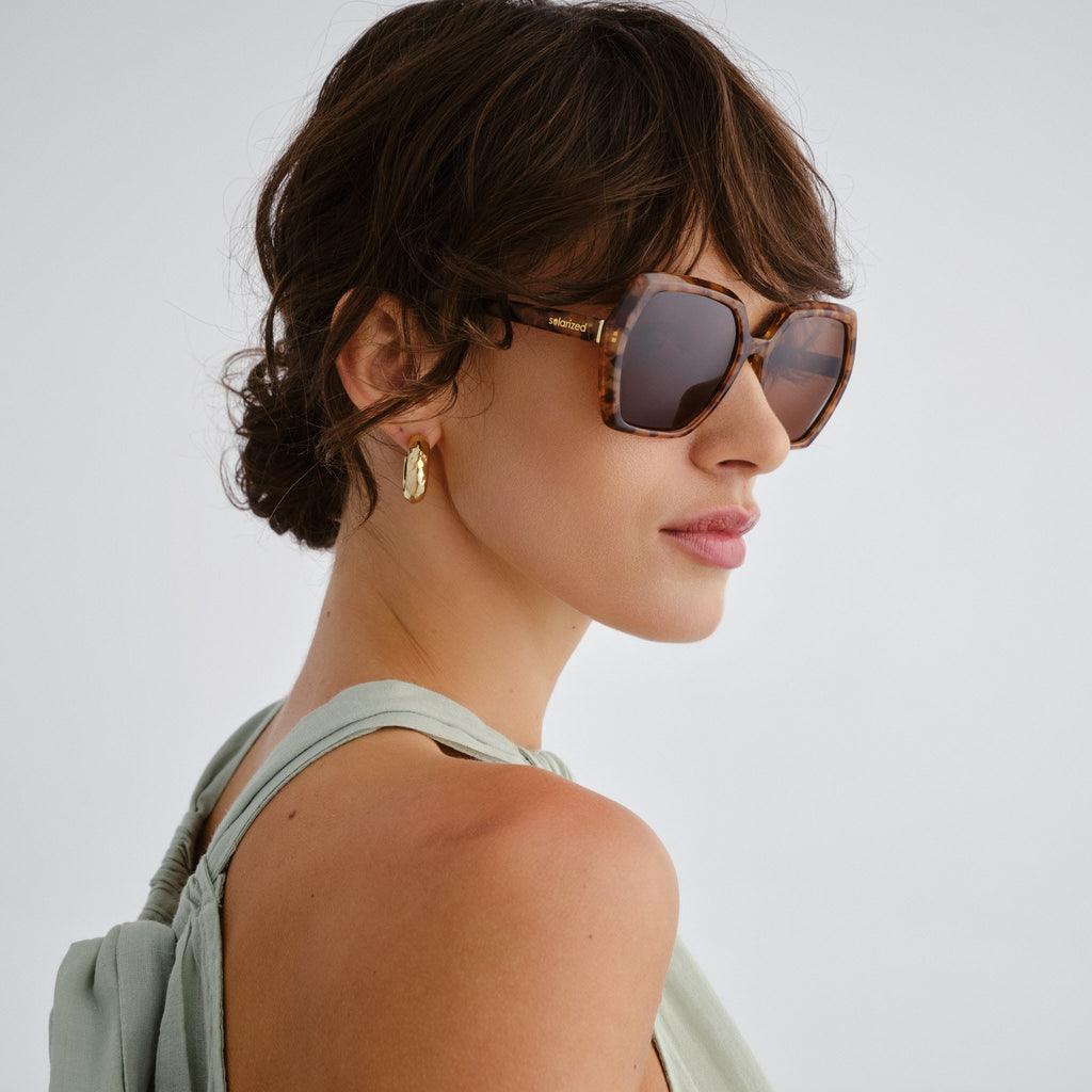 Solarized Hexa Cut Milky Tort Female Octagon Sunglasses | Eyewear Index