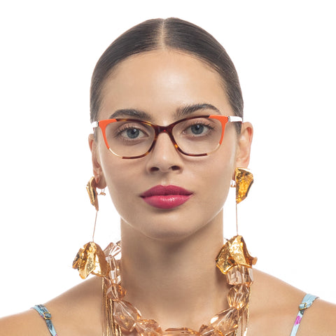 Camilla Matinee Tangerine Leopard Female Square Optical Frames | Eyewear Index