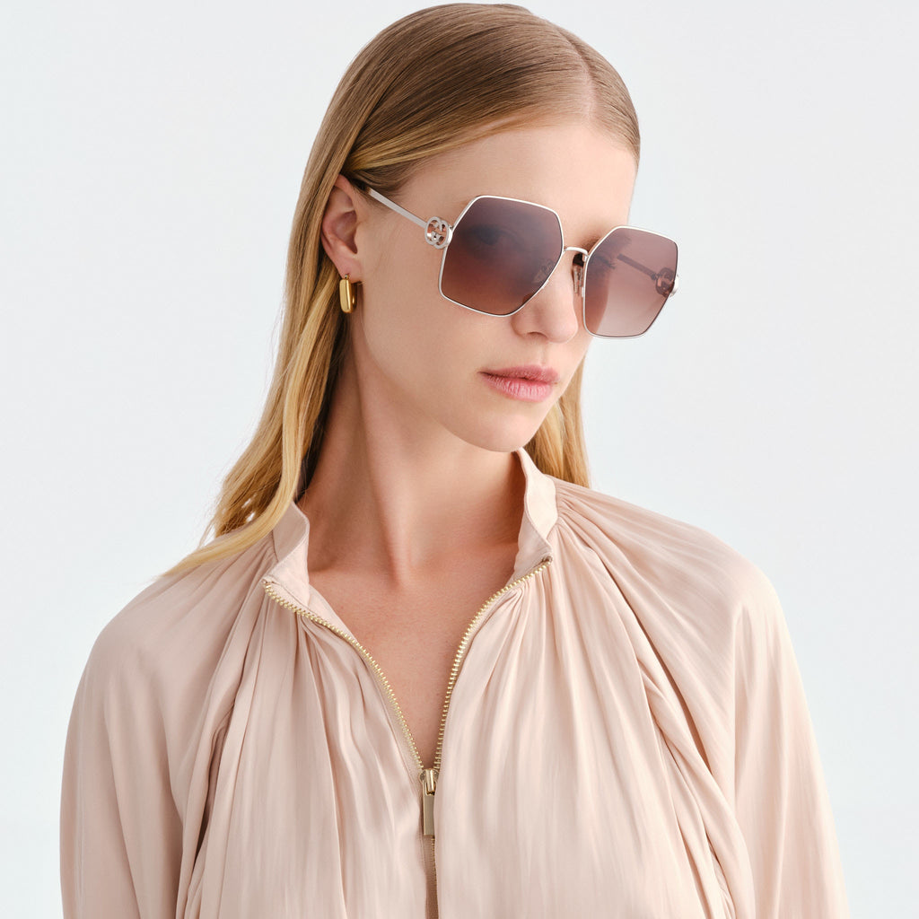 Gucci Gg2163s Silver Female Rectangle Sunglasses | Eyewear Index