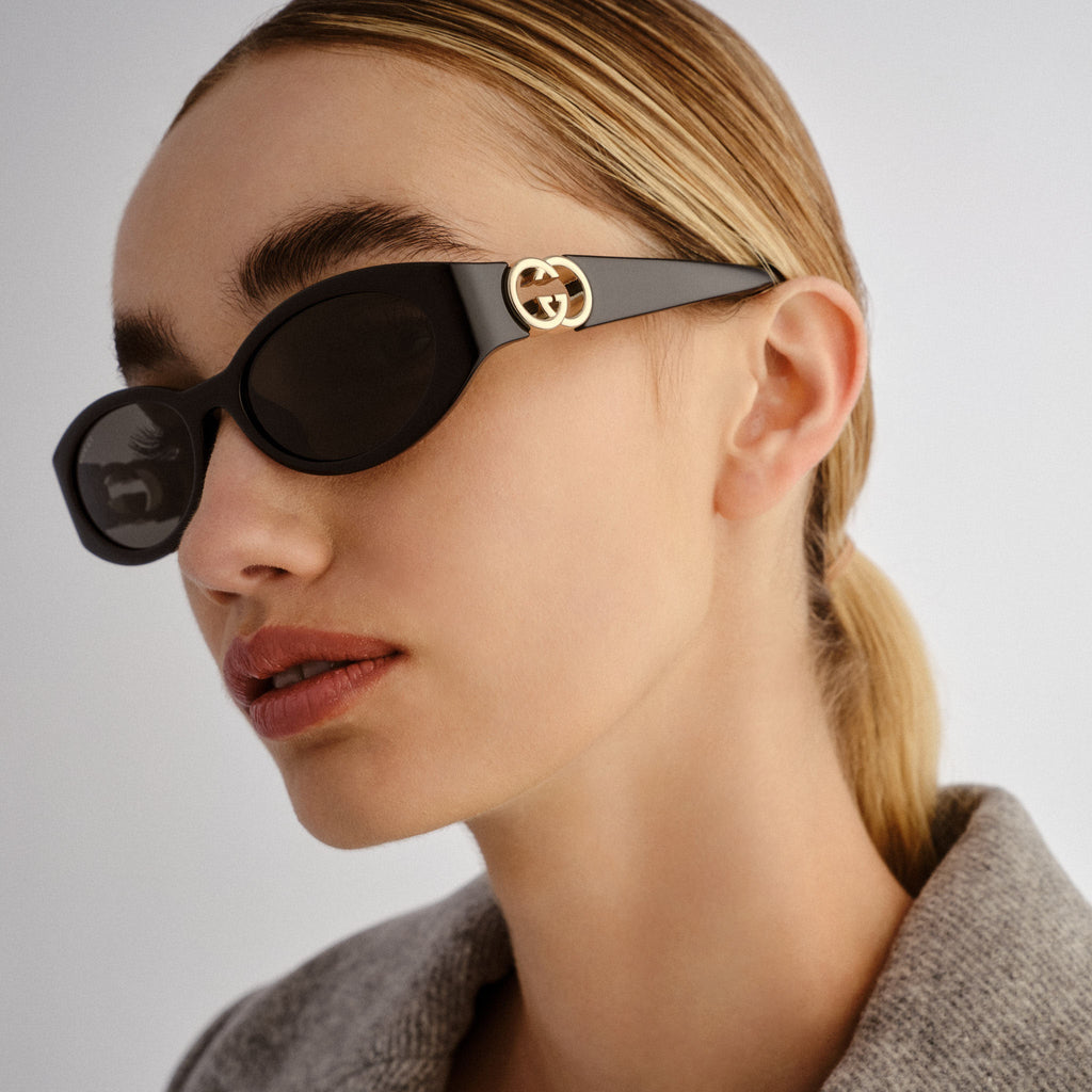 gucci goggles for ladies Gucci Gg1662sa Black Female Oval Sunglasses