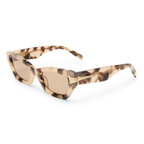 Luv Lou The Cameron Cream Tort Female Cat-Eye Sunglasses | Eyewear Index