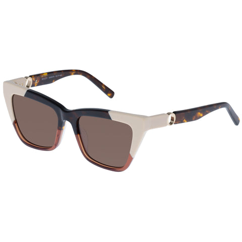 Oroton Bexley Port Ecru Splice Female Cat-Eye Sunglasses | Eyewear Index