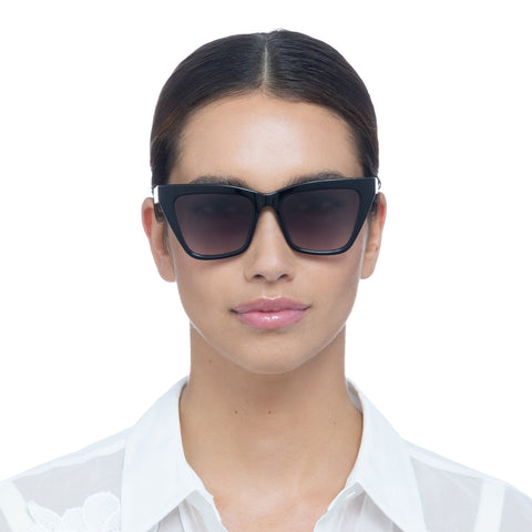 Oroton Bexley Black Female Cat-Eye Sunglasses | Eyewear Index