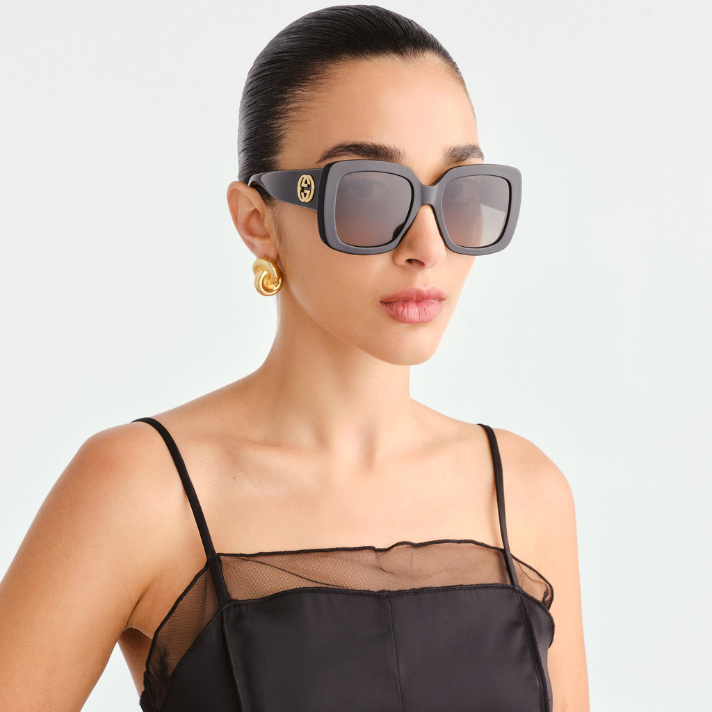 Gucci Gg0141sn Black Female Rectangle Sunglasses | Eyewear Index
