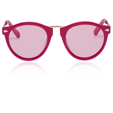 Karen Walker Helter Skelter 22 Fuchsia Gold Uni-Sex Round Sunglasses | Eyewear Index