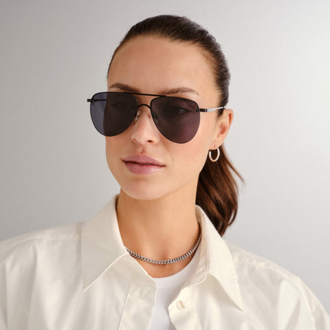 Le Specs The Prince Matte Black Uni-Sex Aviator Sunglasses | Eyewear Index