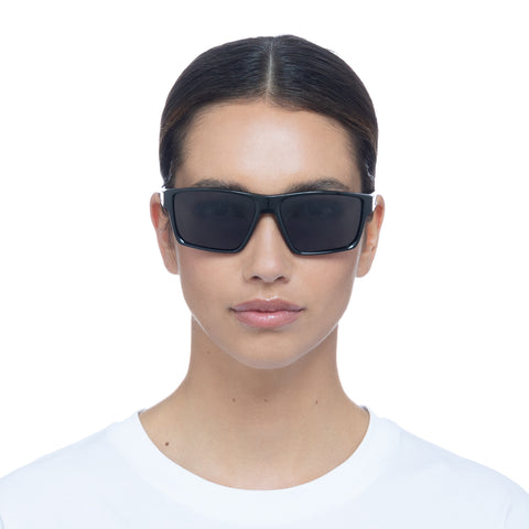 Le Specs Dauntless Black Uni-Sex Wrap Sunglasses | Eyewear Index