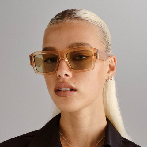 Le Specs Polygraph Sand Uni-Sex Rectangle Sunglasses | Eyewear Index