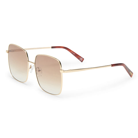 Le Specs The Cherished Gold Female Square Sunglasses | Eyewear Index