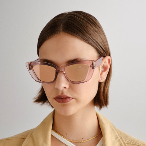 Le Specs Tranquil Turmoil Rose Quartz Female Cat-Eye Sunglasses | Eyewear Index