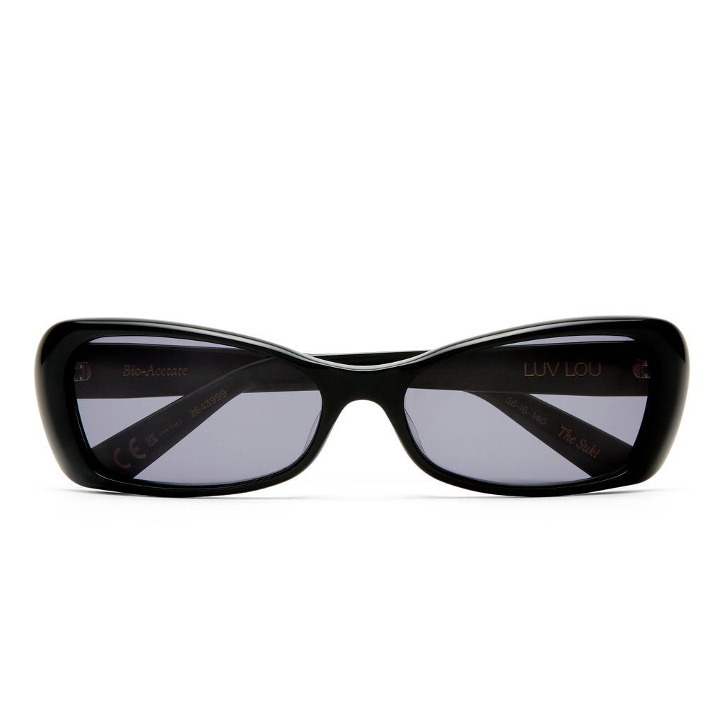 Luv Lou The Suki Black Female Rectangle Sunglasses | Eyewear Index