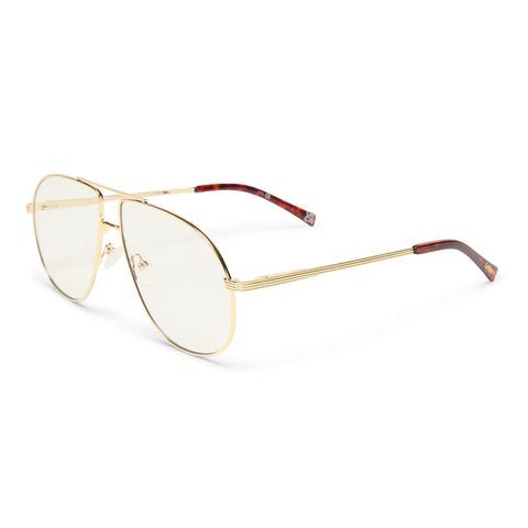 Le Specs Schmaltzy Gold Uni-Sex Aviator Blue Light | Eyewear Index