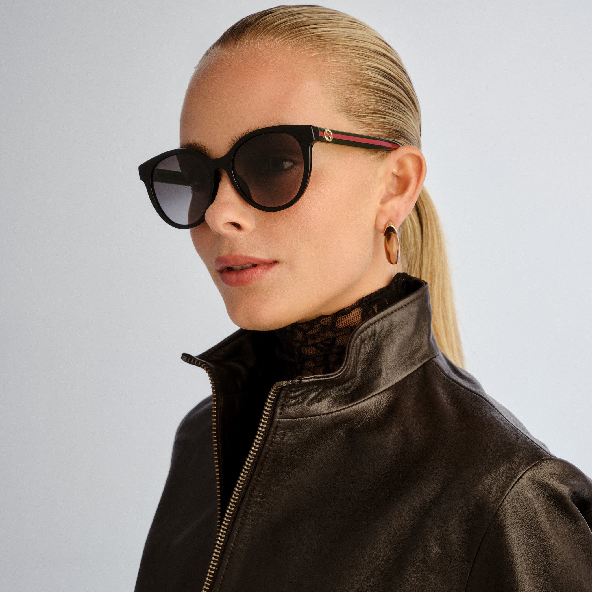 Gucci Gg0702skn Black Female Round Sunglasses | Eyewear Index