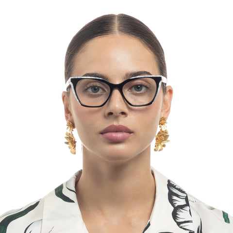 Oroton Milena Black Ivory Female Cat-Eye Optical Frames | Eyewear Index