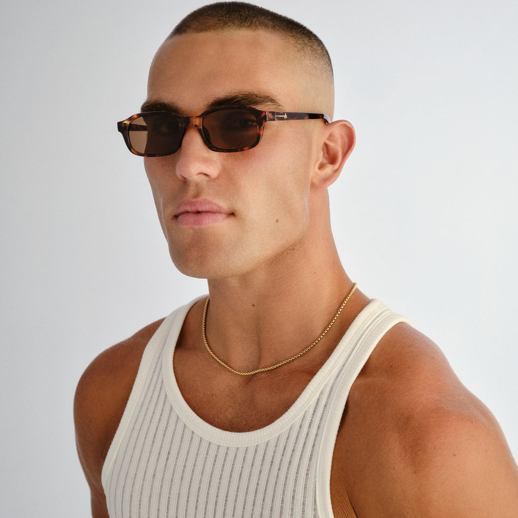 Aire Kinetic Amber Tort Uni-Sex Rectangle Sunglasses | Eyewear Index