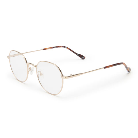 Le Specs Notoriety Gold Uni-Sex Oval Optical Frames | Eyewear Index