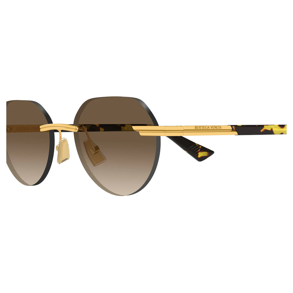 Bottega Veneta Bv1379s Gold Male Round Sunglasses | Eyewear Index