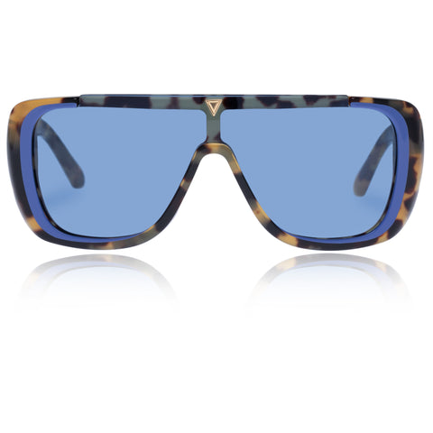 Karen Walker Hexed Crazy Tort Female Shield Sunglasses | Eyewear Index