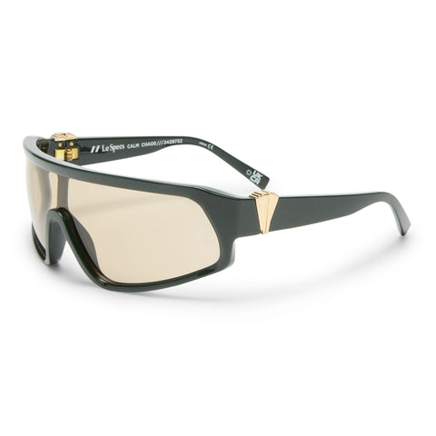 Le Specs Calm Chaos Dark Khaki Uni-Sex Shield Sunglasses | Eyewear Index