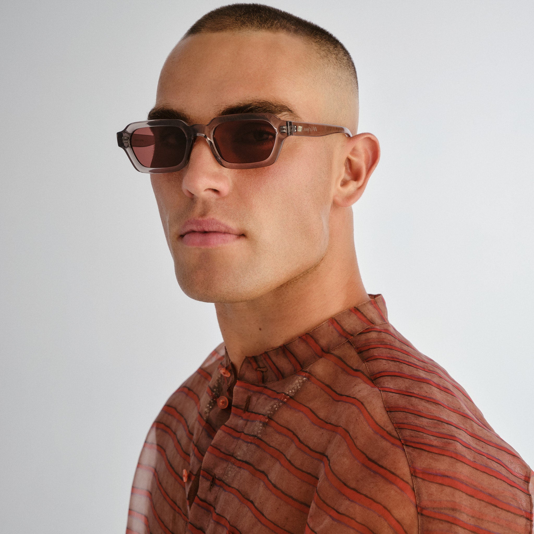 Le Specs Tension + Warm Grey Uni-Sex Rectangle Sunglasses | Eyewear Index