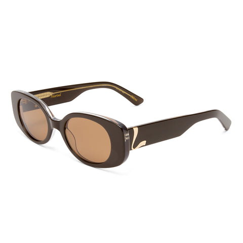 Luv Lou The Helena Dark Chocolate Female Rectangle Sunglasses | Eyewear Index