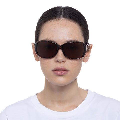 Solarized Luxury Comfort Tort Gold Female Wrap Sunglasses | Eyewear Index